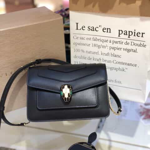 芯片款BVLGARI宝格丽祖母绿意大利小牛皮双层单肩斜挎包289672