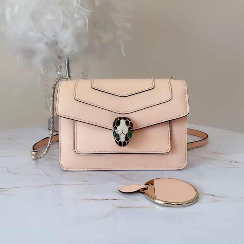 BVLGARI宝格丽蜜桃粉小牛皮材质肩背包289672