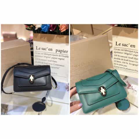 芯片款BVLGARI宝格丽祖母绿意大利小牛皮双层单肩斜挎包289672