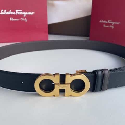 Ferragamo菲拉格慕    经典三层夹心金属扣3.5cm腰带