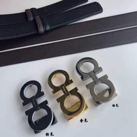 Ferragamo菲拉格慕    经典三层夹心金属扣3.5cm腰带