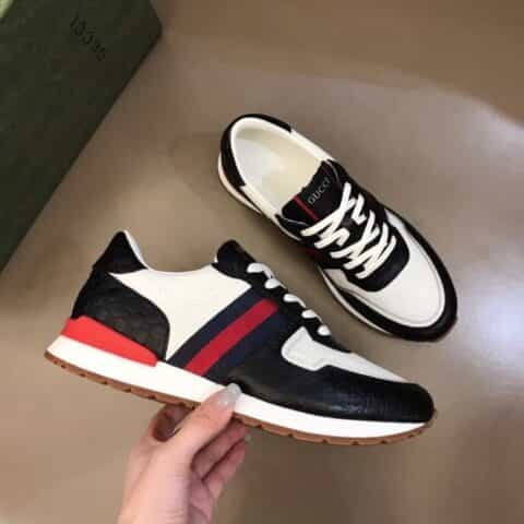 Gucci古驰   进口压纹小牛皮G家男士GG运动鞋