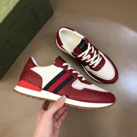 Gucci古驰   进口压纹小牛皮G家男士GG运动鞋