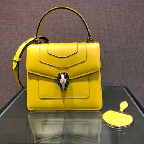 BVLGARI宝格丽雏菊黄小牛皮手提单肩斜挎包38329