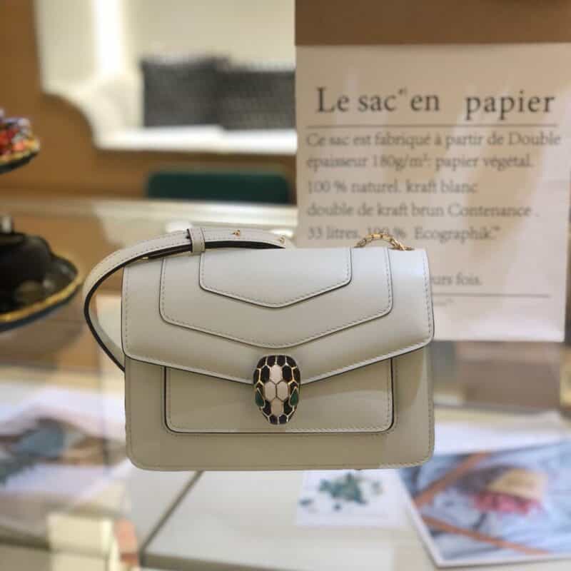 BVLGARI宝格丽玛瑙白意大利小牛皮双层肩背包289672