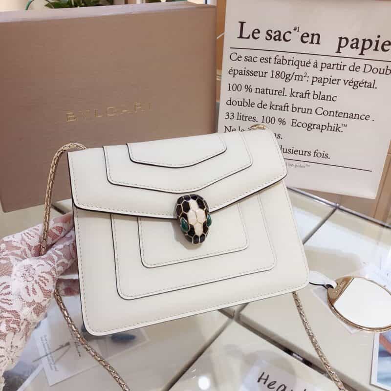 BVLGARI宝格丽玛瑙白意大利小牛皮单层肩背包61879