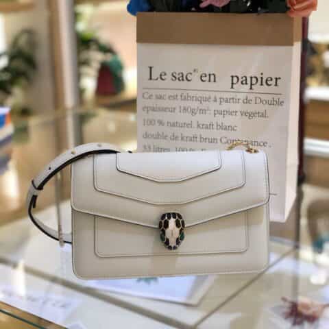 BVLGARI宝格丽玛瑙白意大利小牛皮肩背包61885