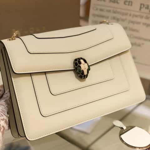 BVLGARI宝格丽玛瑙白意大利小牛皮肩背包38326