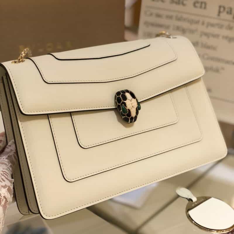 BVLGARI宝格丽玛瑙白意大利小牛皮肩背包38326