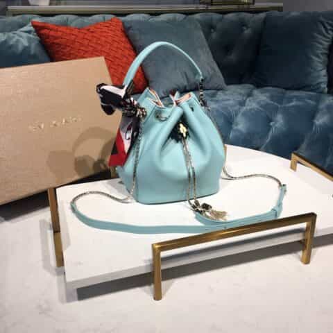 BVLGARI宝格丽进口柔软小牛皮黑玫蛇头水桶包287436