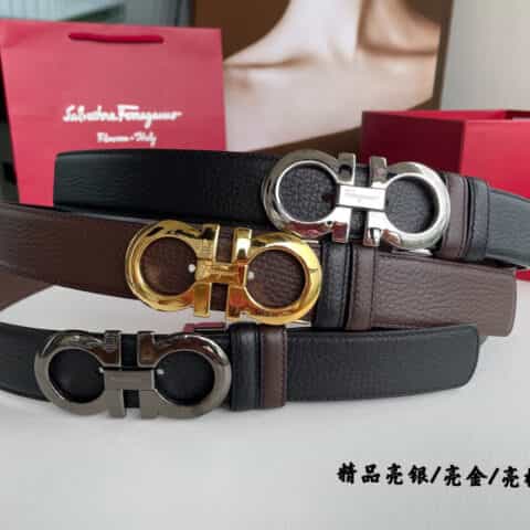 Ferragamo菲拉格慕男士3.5cm精品金属扣腰带
