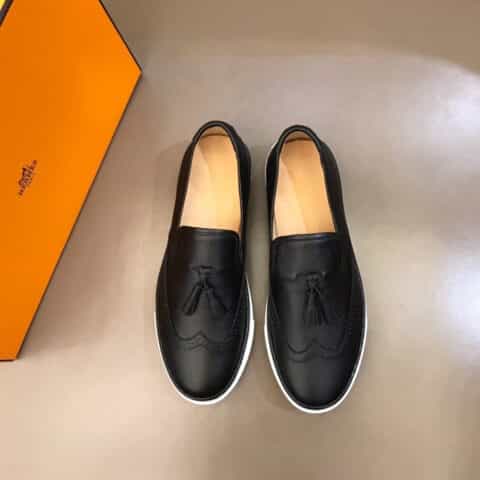 Hermes爱马仕   进口原版手掌纹牛皮男士套脚真皮乐福休闲鞋