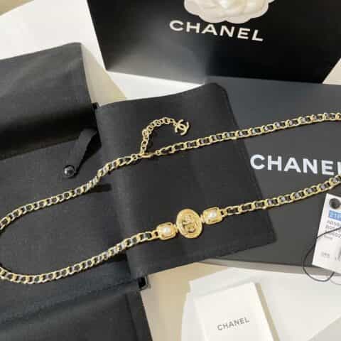 2021新款CHANEL香奈儿双c皇冠珍珠腰链腰带