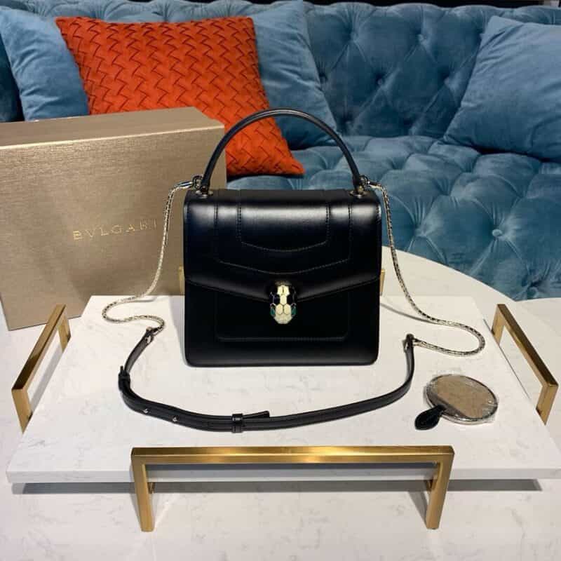 BVLGARI宝格丽Serpenti系列进口原单牛皮手提包38329