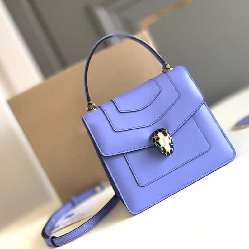 BVLGARI宝格丽薰衣草水晶浅紫意大利小牛皮三层手提包38329