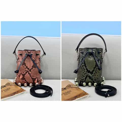 FENDI芬迪蛇皮迷你水桶包638