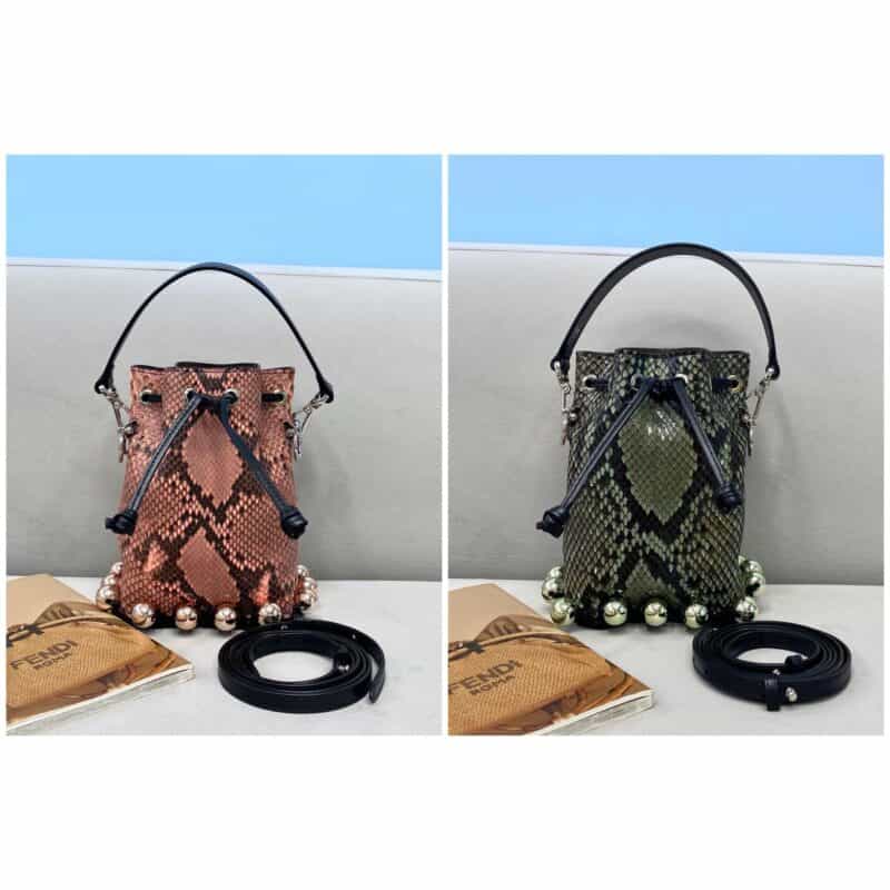 FENDI芬迪蛇皮迷你水桶包638