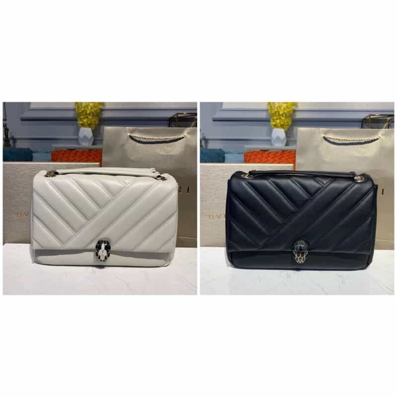 BVLGARI宝格丽进口牛皮柔滑小羊皮组合serpenti Cabochon系列链条包287993