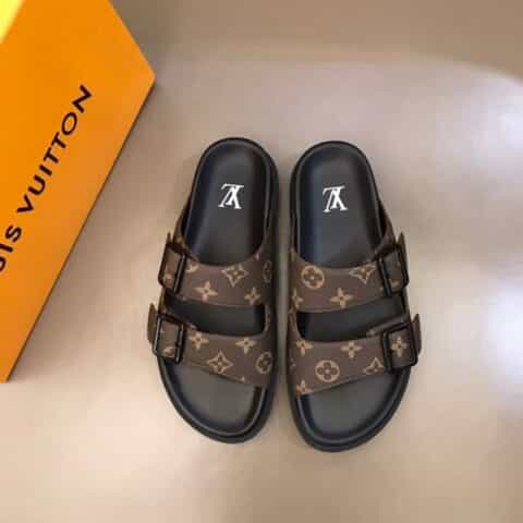LV/路易威登    经典咖老花Monogram材质Trainer 凉拖鞋
