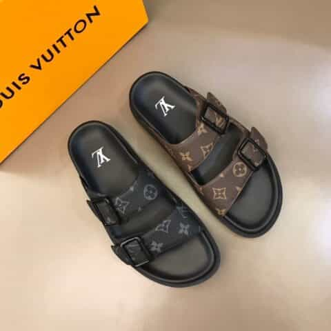 LV/路易威登    经典咖老花Monogram材质Trainer 凉拖鞋