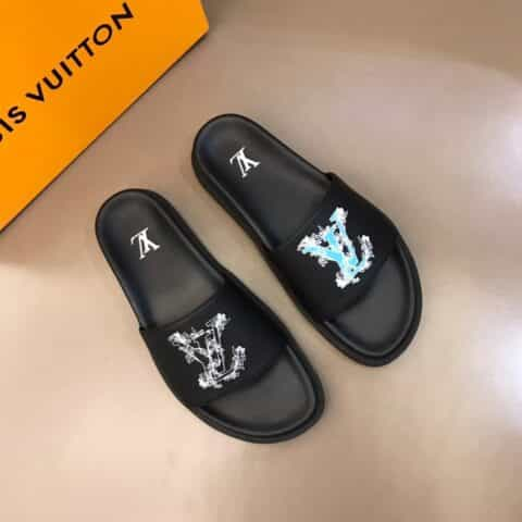 LV/路易威登    头层小牛皮材质新品男士拖鞋