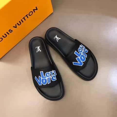 LV/路易威登    头层小牛皮材质新品男士拖鞋