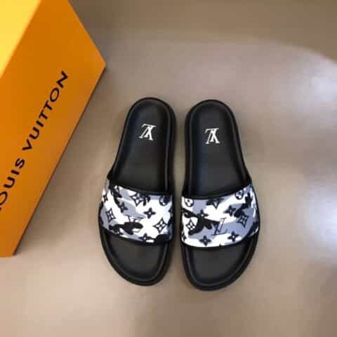 LV/路易威登    头层小牛皮材质新品男士拖鞋