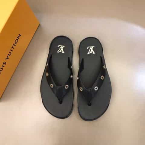 LV/路易威登    进口头层小牛皮新品男士人字拖鞋