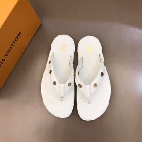 LV/路易威登    进口头层小牛皮新品男士人字拖鞋