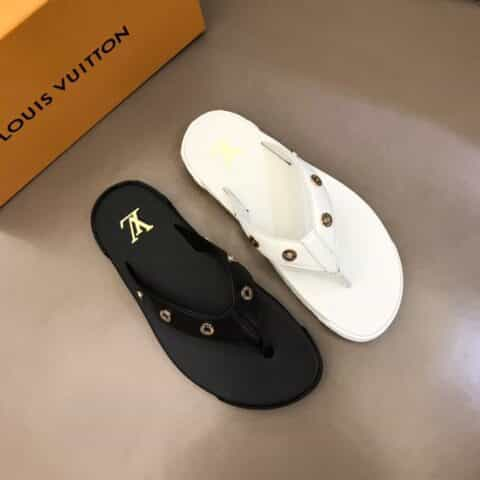 LV/路易威登    进口头层小牛皮新品男士人字拖鞋