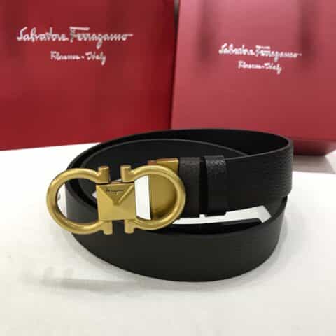 Salvatore Ferragamo菲拉格慕  头层牛皮荔枝纹理3.5cm腰带