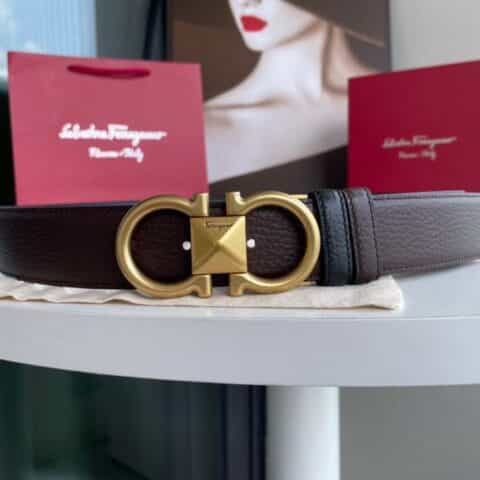 Salvatore Ferragamo菲拉格慕  双面用头层牛皮荔枝纹理3.5cm腰带