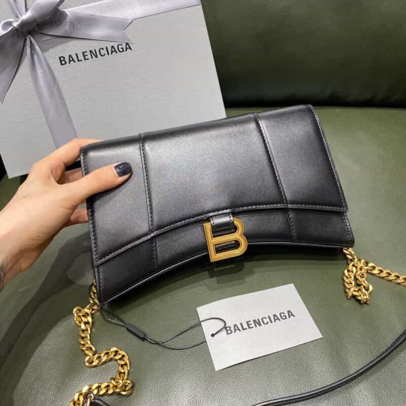 Balenciaga Hourglass 22 链条款沙漏包 644973平纹纹黑色金扣