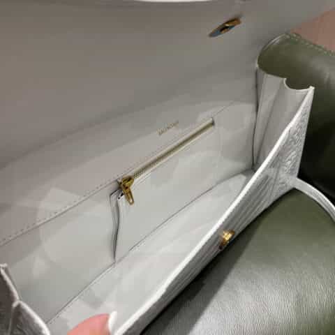 Balenciaga Hourglass Plus加长版沙漏包 654946鳄鱼纹白色金扣