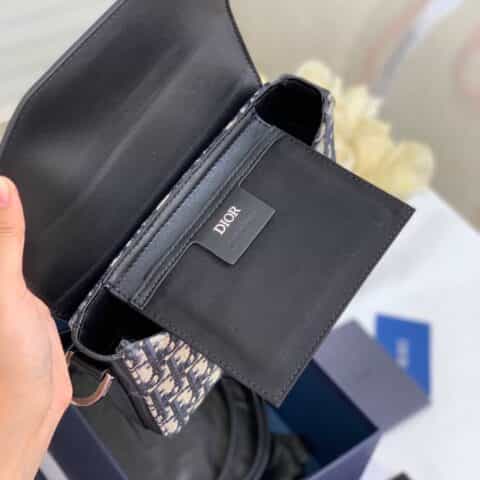 Dior Oblique 印花黑色光滑牛皮革信使包 1LXPO214UCT_H28E