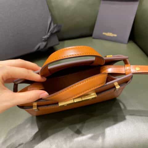 Saint laurent Ysl Manhattan Nano牙签纹手提包 593741棕色