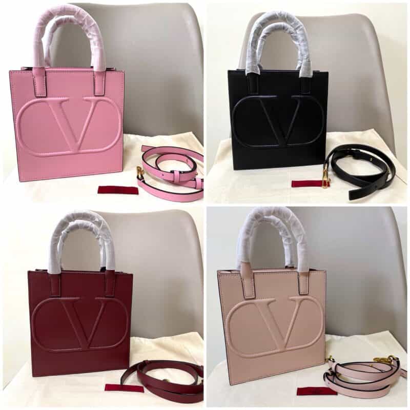 Valentino华伦天奴抛光小牛皮Garavani “VLogo”托特包1053