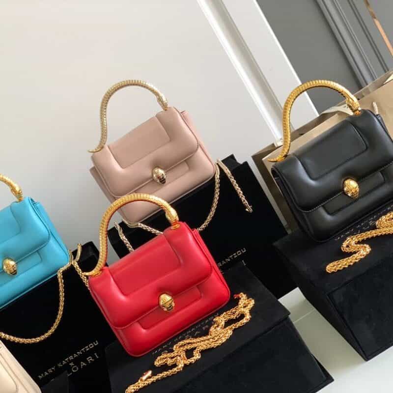 BVLGARI宝格丽马特拉塞凸纹小羊皮蛇头包291071