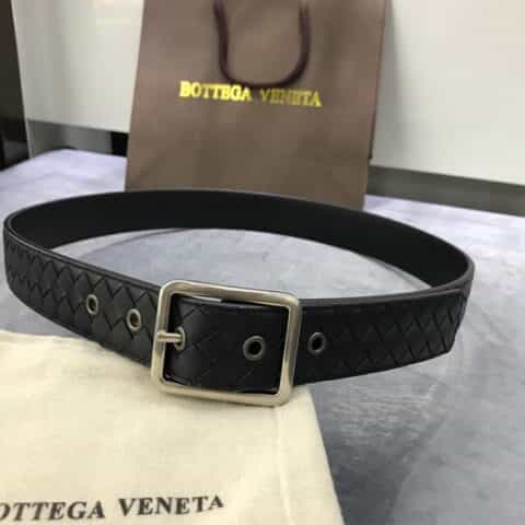 葆蝶家Bottega. Veneta头层牛皮编织工精品皮质3.5cm腰带