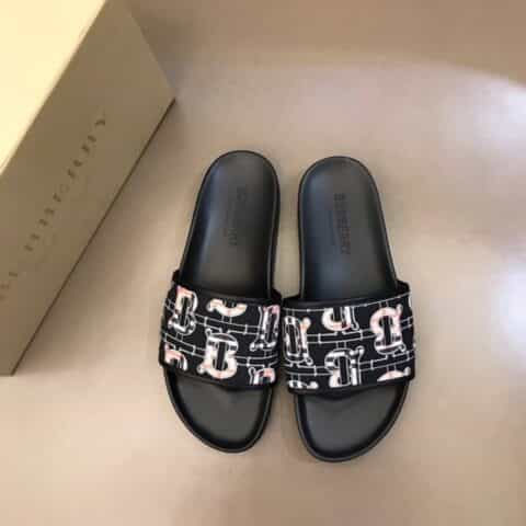 BURBERRY巴宝莉   鞋面纯棉印花帆布B家经典男士拖鞋