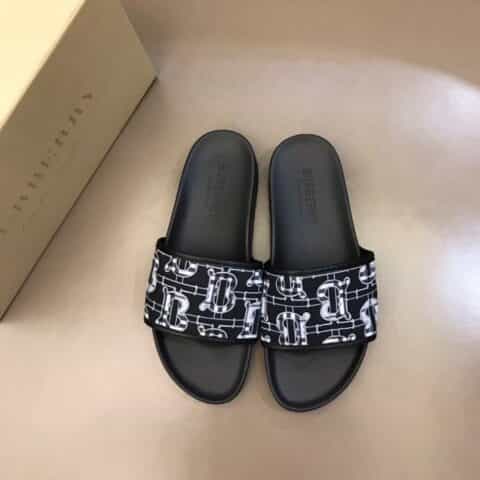 BURBERRY巴宝莉   鞋面纯棉印花帆布B家经典男士拖鞋