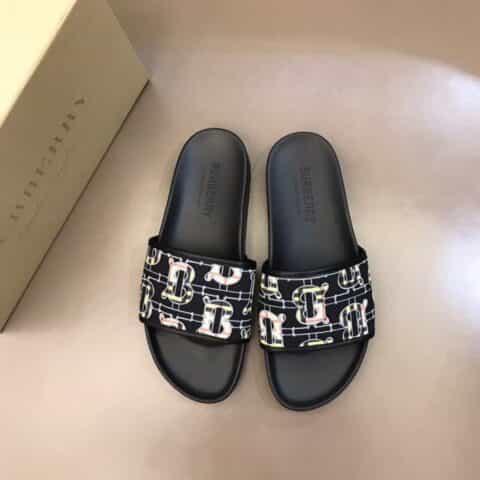 BURBERRY巴宝莉   鞋面纯棉印花帆布B家经典男士拖鞋