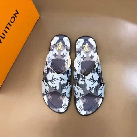 LV/路易威登    高品质经典单品印花材质高端真皮大底男士拖鞋