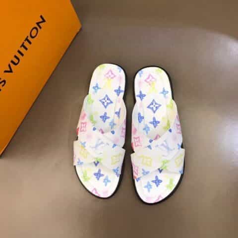 LV/路易威登    高品质经典单品印花材质高端真皮大底男士拖鞋