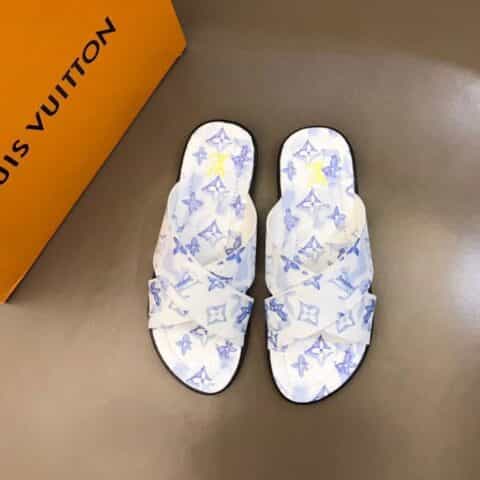 LV/路易威登    高品质经典单品印花材质高端真皮大底男士拖鞋