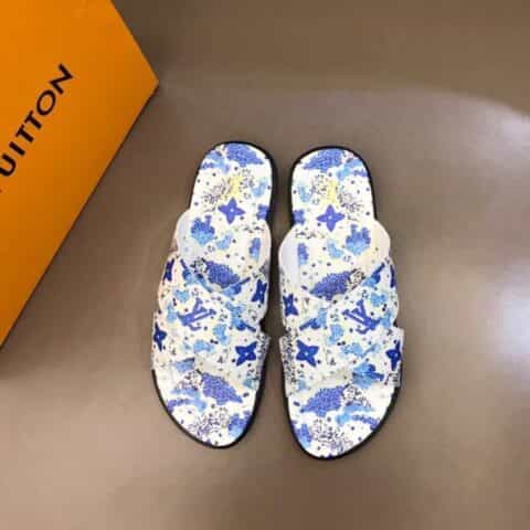LV/路易威登    高品质经典单品印花材质高端真皮大底男士拖鞋