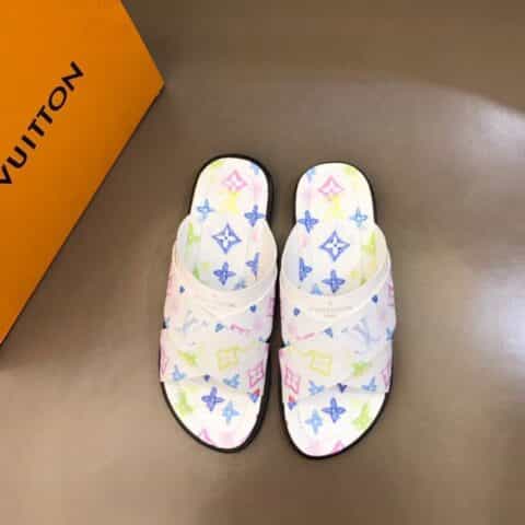 LV/路易威登    高品质经典单品印花材质高端真皮大底男士拖鞋