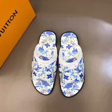 LV/路易威登    高品质经典单品印花材质高端真皮大底男士拖鞋
