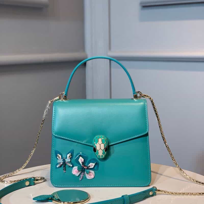 BVLGARI宝格丽碧玉色小‮牛皮蝴蝶手提包38329