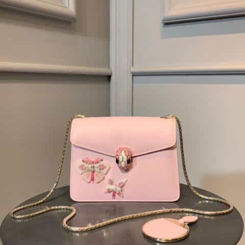 BVLGARI宝格丽小牛皮蝴蝶斜挎包61879